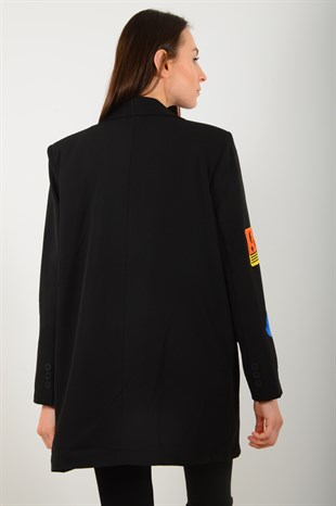 Kadın Siyah Arma Detaylı Blazer Ceket 5636