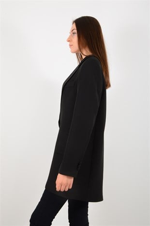 Kadın Siyah Tek Düğmeli Blazer Ceket 5103