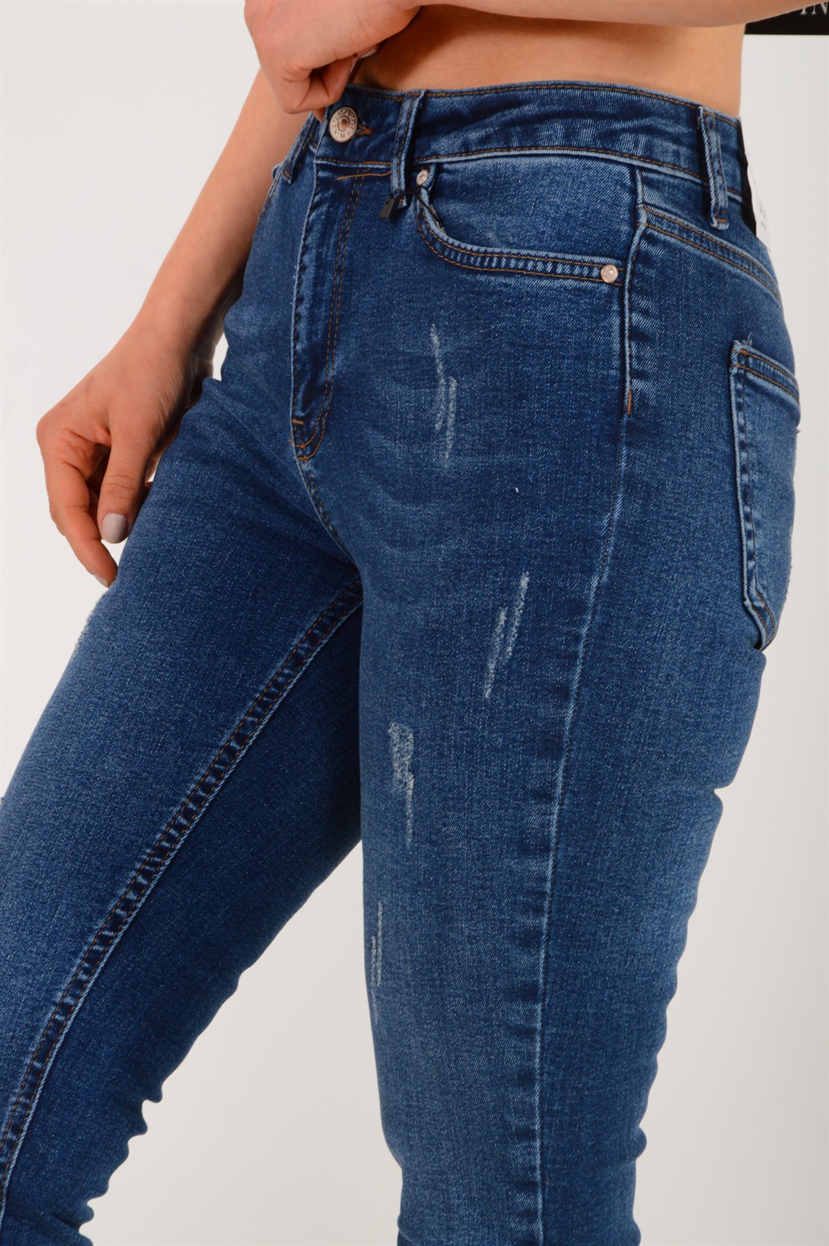 Mavi Tırnak İzli Skinny Jeans Pantolon D178