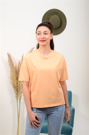 Kadın Şeftali Basic Tişört
